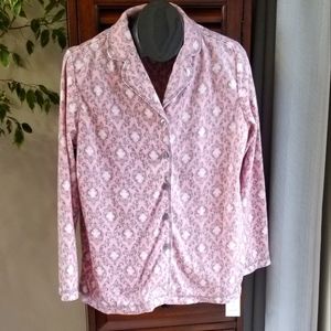 NWT Charter Club Fleece Pajama Set Pink Damask Petite Large
